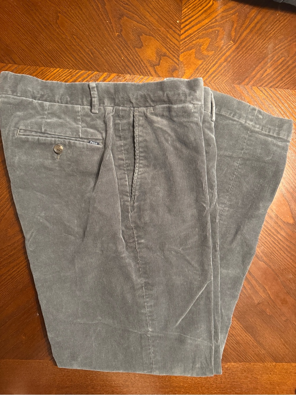 Polo by Ralph Lauren Men's Gray Corduroy Trousers Stretch Classic Fit 35x30